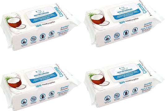 Best Pet Supplies Pet Wipes for Dogs - Dog Wipes Cleaning Deodorizing, Grooming, for Coats, Ears, Paws - Moisturizing Coconut, 400 Count