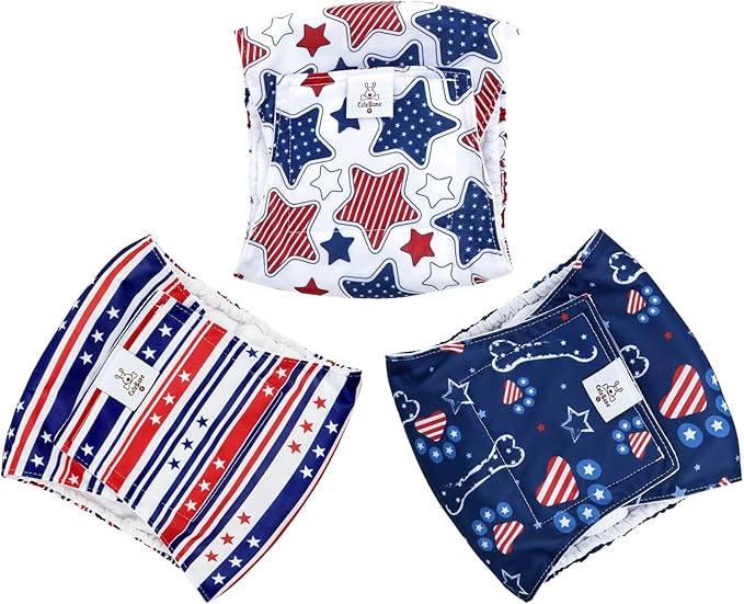 CuteBone Dog Diapers Male Belly Bands 3 Pack for Male Dogs Reusable Puppy Wraps DM66M