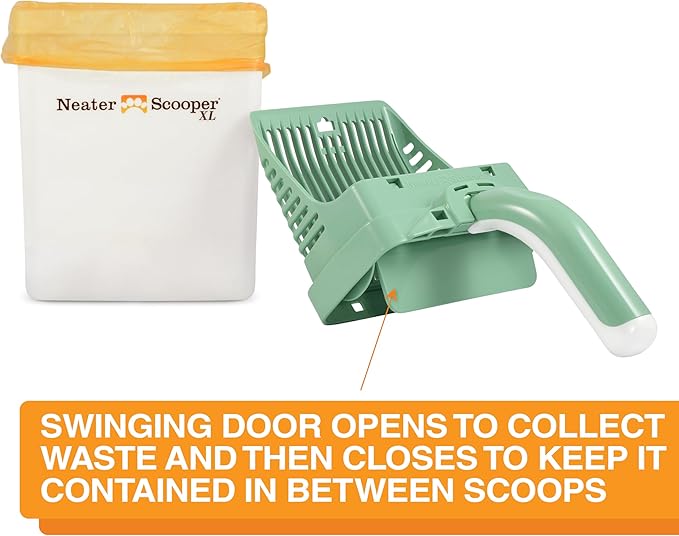Neater Pet Brands Neater Scooper XL Cat Litter Scoop, 15 Refill Bags – Extra-Large Capacity Mess-Free Cat Litter Scooper with Bag for Large & Multiple Cats, Spill-Proof Litter Box Scooper with Holder