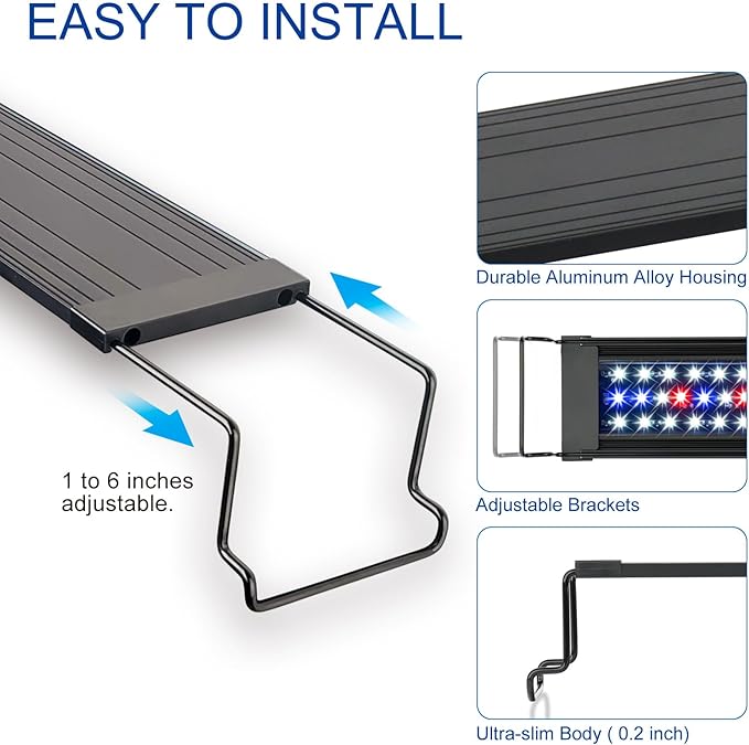 OYO WATER Aquarium LED Light 36"-38-44" with Timer, 24/7 Cycle, 5 Dimmable Brightness, Sunrise/Sunset Simulation for 10/20/30/55 Gallon Fish Tank