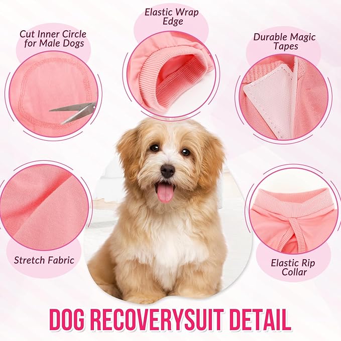 Lukovee Recovery Suit for Dogs, Onesie Surgery Recovery Suit for Female Male Dogs, Abdominal Wounds Cone E-Collar Alternative Prevent Licking Spay Recovery Suit (Peach,XL)