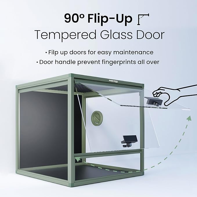 MagicCube 18'' x 18'' x 18'' Reptile Tank with Lock, 24 Gallon Reptile Terrarium with Flip-Up Tempered Glass Door, Top Screen Ventilation for Leopard Gecko - Bottom Not Leakproof