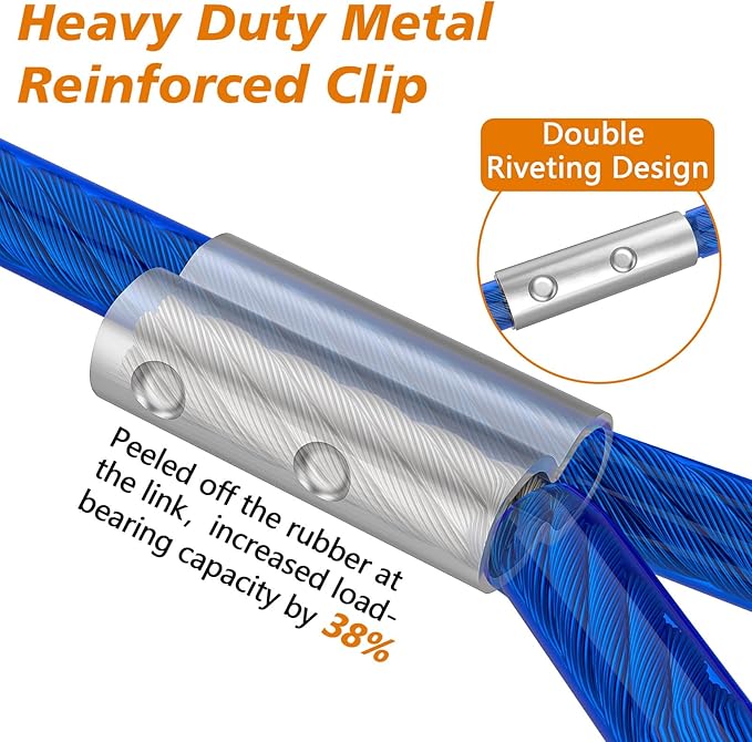 XiaZ 10ft Dog Tie Out Cable, Dog Runner for Yard Steel Wire Pet Cable with Durable Lockable Clips, Chains for Outside Dogs Lead for Medium Dogs Up to 60 LBS