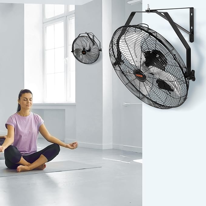 VEVOR Wall Mount Fan, 2 PCS 18 inch Waterproof, 3-speed High Velocity Max. 4000 CFM Industrial Wall Fan for Indoor, Commercial, Residential, Warehouse, Greenhouse, Workshop, Basement, Garage,Black