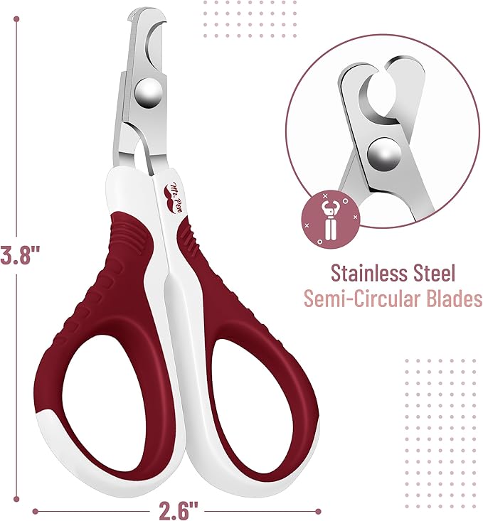 Mr. Pen Cat Nail Trimmer - Wine & White, Cat & Kitten, Small Dog Nail Clipper & Claw Trimmer