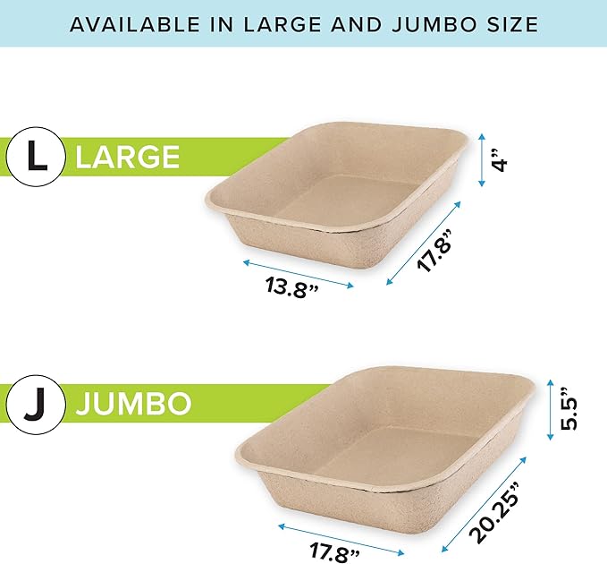 Kitty Sift (6-Pack) Disposable Cat Litter Box, Sustainable, Clean - Jumbo, 6-Pack