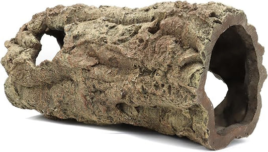 Reptile Terrarium Hideout Decor, Resin Wood Hide Decor for Reptiles, Fish, Amphibians, Small Animals (Large)