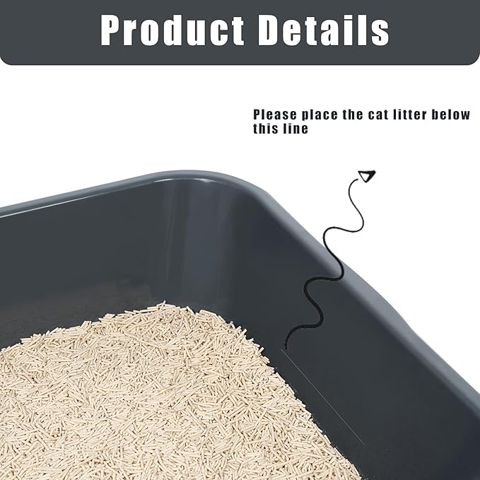 1 Pack of Extra Large Cat Litter Box (ABS Material), Low Entry Senior Litter Pen for Geriatric Kitty Big Cats, Jumbo Pet Safe Litter Boxes Tray for Indoor Pets Potty (Gray, 20" L x 15.5" W)