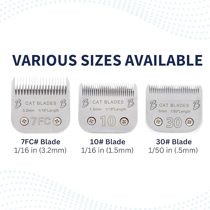 Detachable A Series 30 Blades Cat Clippers Cuts Length 1/50" - 0.5mm Japanese High Carbon Steel Cat Clipper Supplies | Cat Grooming Blade (Compatible A5 Series Clippers for Cats(30C)