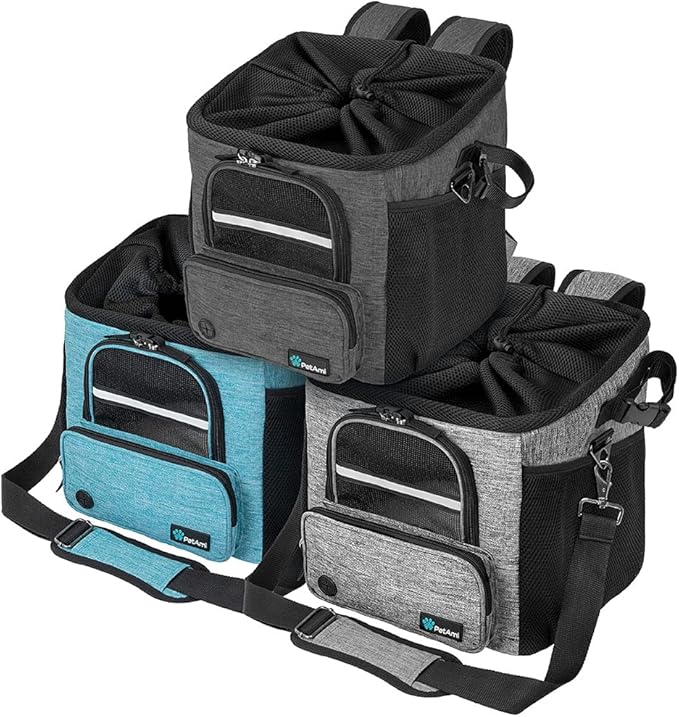 PetAmi Dog Bike Basket, Soft-Sided Ventilated Dog Bike Carrier Backpack, Pet Bicycle Basket for Bike Handlebar, Small Medium Puppy Cat Kitten Car Booster Seat with Safety Strap, Max 18 lbs, Gray