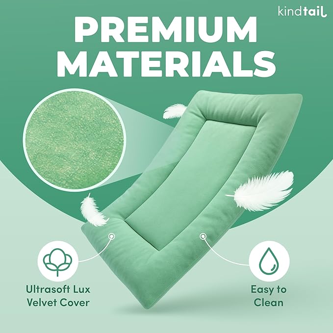 KindTail Dog Crate Pad - Soft Velvet, Reversible Bed - Machine Washable Kennel Mat for Pets up to 25 lbs - Mattress for Cozy Sleeping - 25” x 19” x 1” (Pink, Medium)