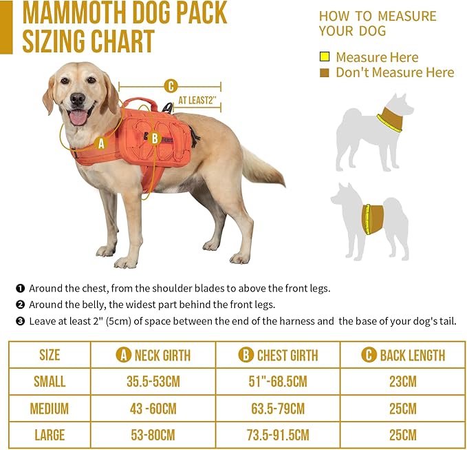 ONETIGRIS Dog Backpack MAMMOTH for Medium & Large Dogs, Nylon Backpack for Dogs Tactical Pet Backpack with Side Pockets for Hiking Walking Training Running