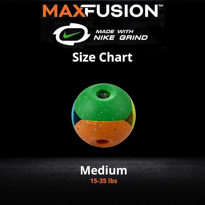 Max Fusion with Nike Grind, Arlee Quantum Treat Dispensing Dog Toy, Durable Dog Treat Toy, L