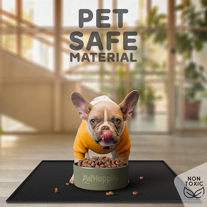Dog Food Mat - Raised Edges Dogs Mat for Food and Water Prevent Spill, Waterproof Cat Food Mats Protect Floors, Easy Clean Dog Bowl Mats for Food and Water, Silicone Pet Food Tray
