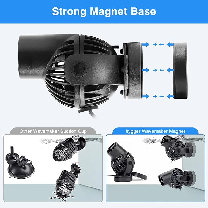 hygger Aquarium Wave Maker Circulation Pump, 792 GPH Ultra-silence Fish Tank Powerhead with Strong Magnet Suction Base for Freshwater or Saltwater Fish Tank, 360° Rotating Submersible Water Pump
