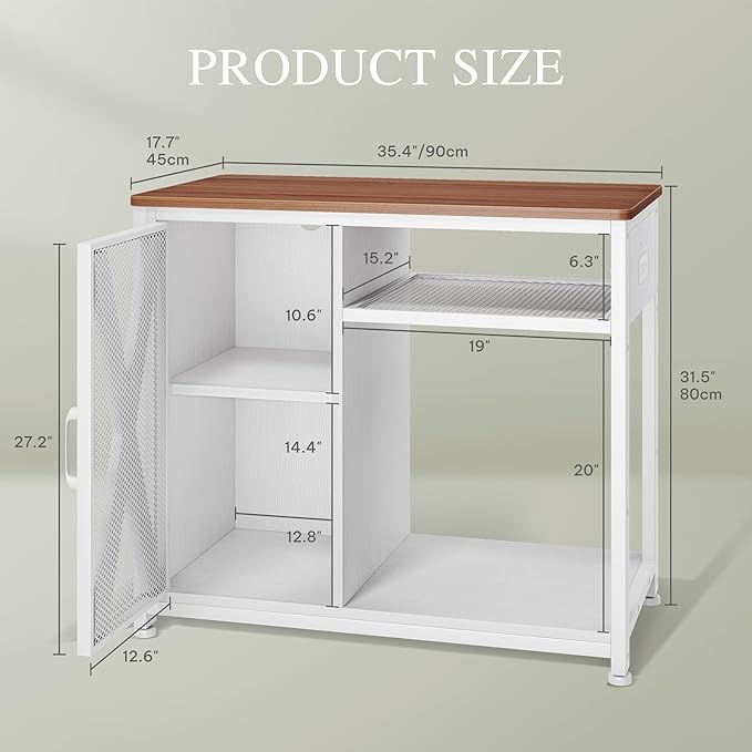 YITAHOME Fish Tank Stand with Power Outlets & LED Light, 40-50 Gallon Metal Aquarium Stand with Cabinet for Fish Tank Accessories Storage for Turtle Tank, Reptile Terrarium, 660LBS Capacity, White