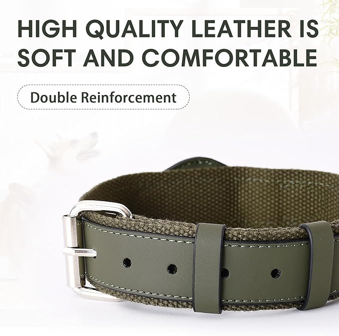 AirTag Dog Collar Soft Leather Webbing Dog Collar for AirTag Provides Double Protection for Small Medium and Large Dogs(Brown,M)
