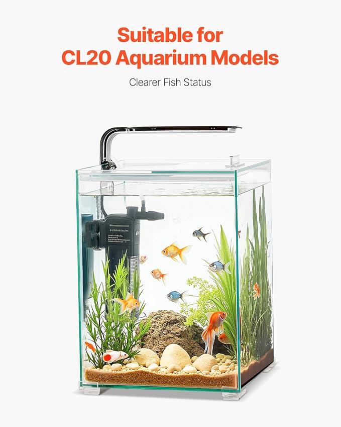 VEVOR Aquarium Filter Cotton, 8 PCS Fish Tank Replacement Filter Cartridges for 5 Gal Glass Aquarium, Fishbowl Accessories with Multi-Layer Filtration Easy Installation, for CL20 Models