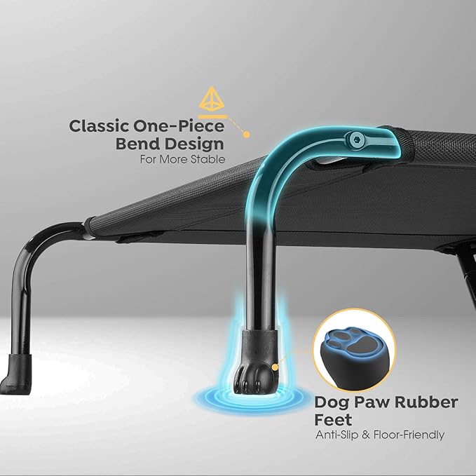 Veehoo Original Elevated Dog Bed - Outdoor Raised Dog Cot, One-Sided Raised Headboard Cooling Pet Bed, Non-Slip & Breathable, XL