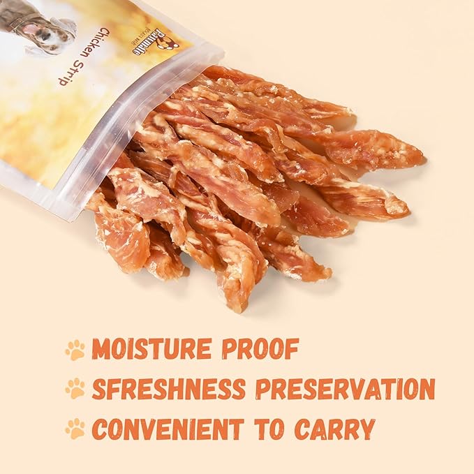 Dog Treats Chicken Jerky Strips for Dogs, Natural Healthy Dog Jekry with Taurine, Real Chicken Twists High Protain Low Fat, Training Rewards Treats for Small Medium Large Dogs 10.6 oz