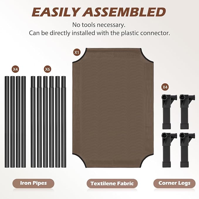 Heeyoo Elevated Dog Bed, Cooling Raised Pet Cot with Chew Proof Washable Breathable Mesh and Metal Frame, Portable Dog Cot Bed with No-Slip Feet for Outdoor or Indoor Use