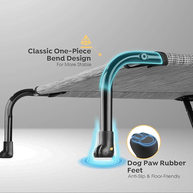 Veehoo Original Elevated Dog Bed - Outdoor Raised Cot for Large Dogs, One-Sided Raised Headboard Cooling Pet Bed, Sleeping Training Cot, Non-Slip & Breathable, XL, CWC2417A