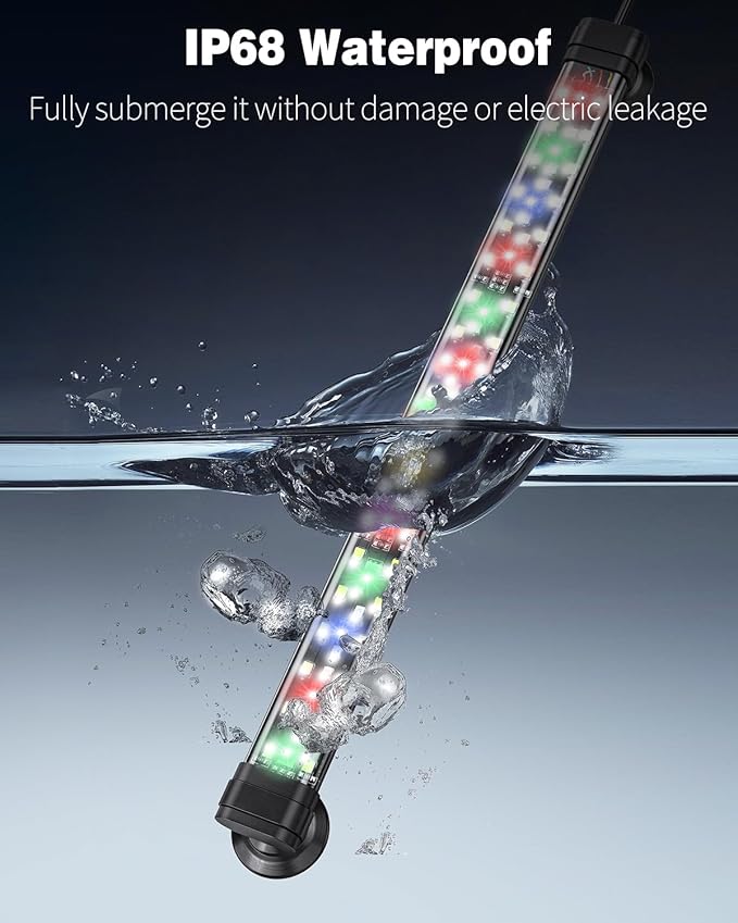 Pawfly 6.5 W Aquarium LED Light 12 Inch 24/7 Fish Tank Light with Full Spectrum IPX8 Waterproof Light Multi-Colored LEDs with D/N Mode Single Color Effects Timer and Adjustable Brightness