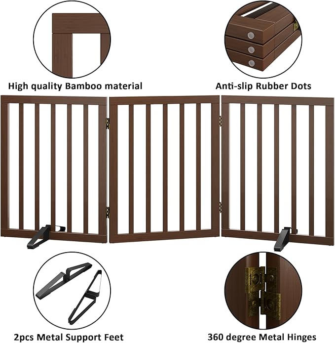 Dog Gate for Stairs,Foldable Dog Gate for Indoor Doorways House,Freestanding Pet Gates for Dogs,Doogie Puppy Fence Gate