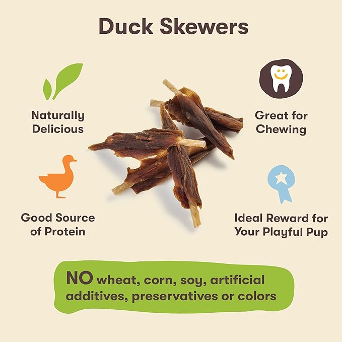 Pet 'n Shape Chik 'n Skewers – Duck Wrapped Rawhide Chew Dog Treats - 1 Pound