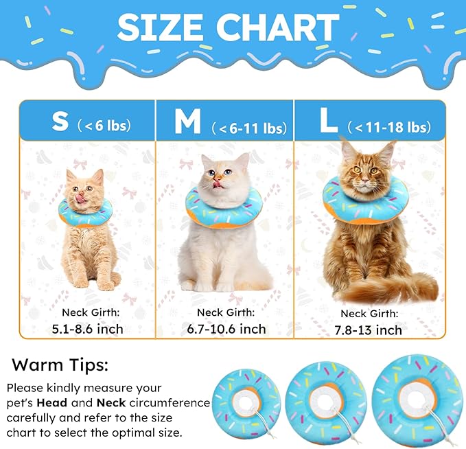 Cat Cone Collar Soft, Cat Recovery Collar for Wound Healing Cute Cat Adjustable Cat Cones to Stop Licking Comfortable Lightweight Neck Elizabethan Collars for Cats Purple