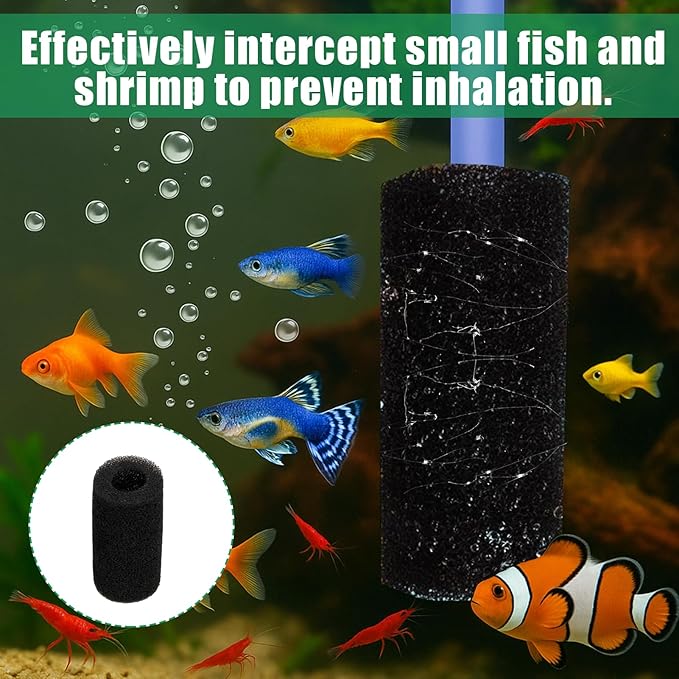 Sponge Filters for Aquarium, Fish Tank Filter Sponges, Sponge Filter Foam Rolls for Shrimp Fry, 0.6” Intake Pre-Filter Foam, 15PCS Replacement for Fish Tank Accessories