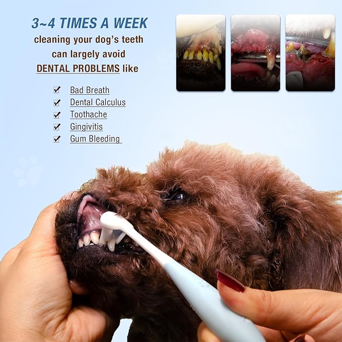 Ultra Soft Nano Dog Toothbrush Kit for Small Breed, Silicone 360 Pet Tooth Brushes for Dogs Cat,Canine Dental Care Set of 3 Different Shapes