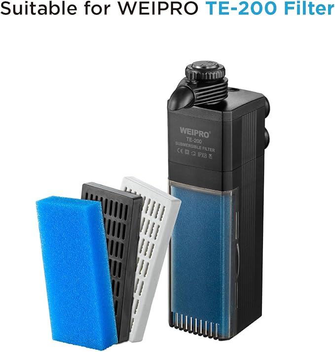 Replacement Cartridge for Fish Tank Filter TE-200 with Aquarium Filter Foam, Active Carbon and Ceramic Ring(TE200-S)