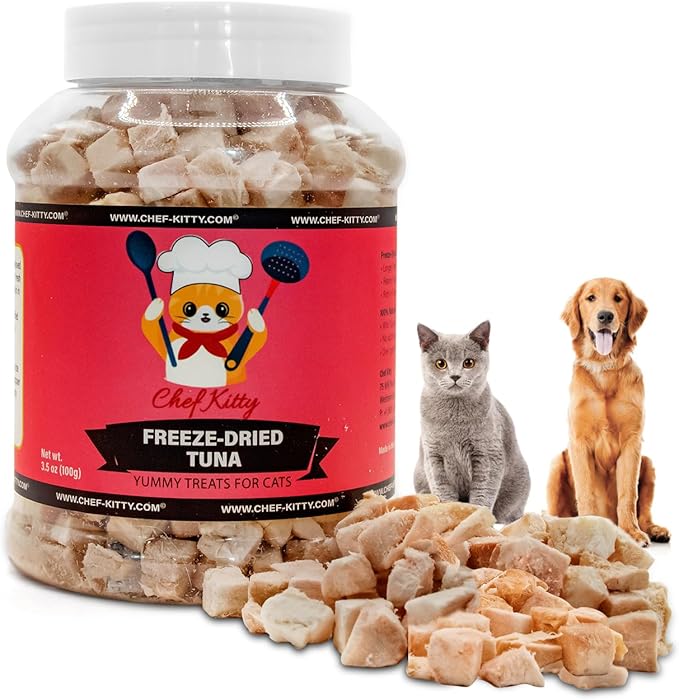 Freeze-Dried Tuna Treats for Cats & Dogs – 100% Wild Caught, Single Ingredient, High-Protein, Healthy Snack – No Additives or Preservatives – 3.5oz - Inspected & Tested in USA
