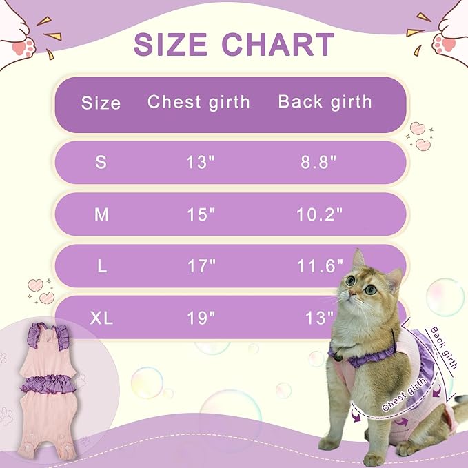 Cat Recovery Suit,Kitten Onesie After Surgery,E-Collar Alternative for Abdominal Wound and Skin Diseases,Soft Breathable Bodysuit After Spay（Beige-l）