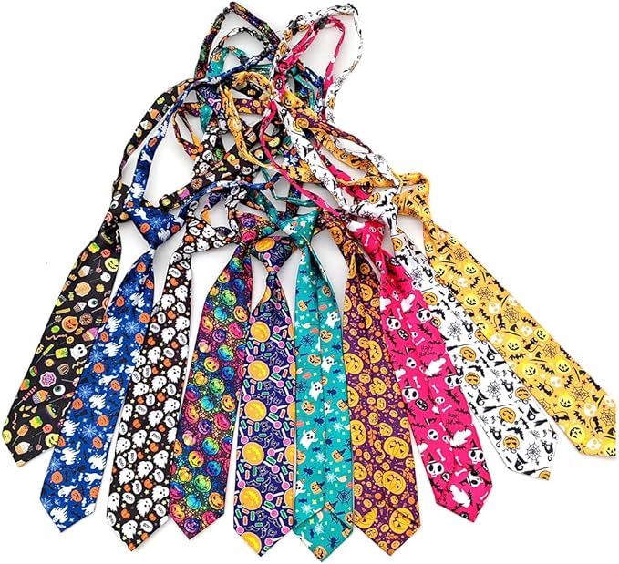 PET SHOW 10pcs Pack Halloween Big Dog Ties Neckties for Large Breed Dogs XL Adjustable Holiday Grooming Accessories Neck Ties Bowties Girl Boy Festival Costumes Photography Party Gift Favor
