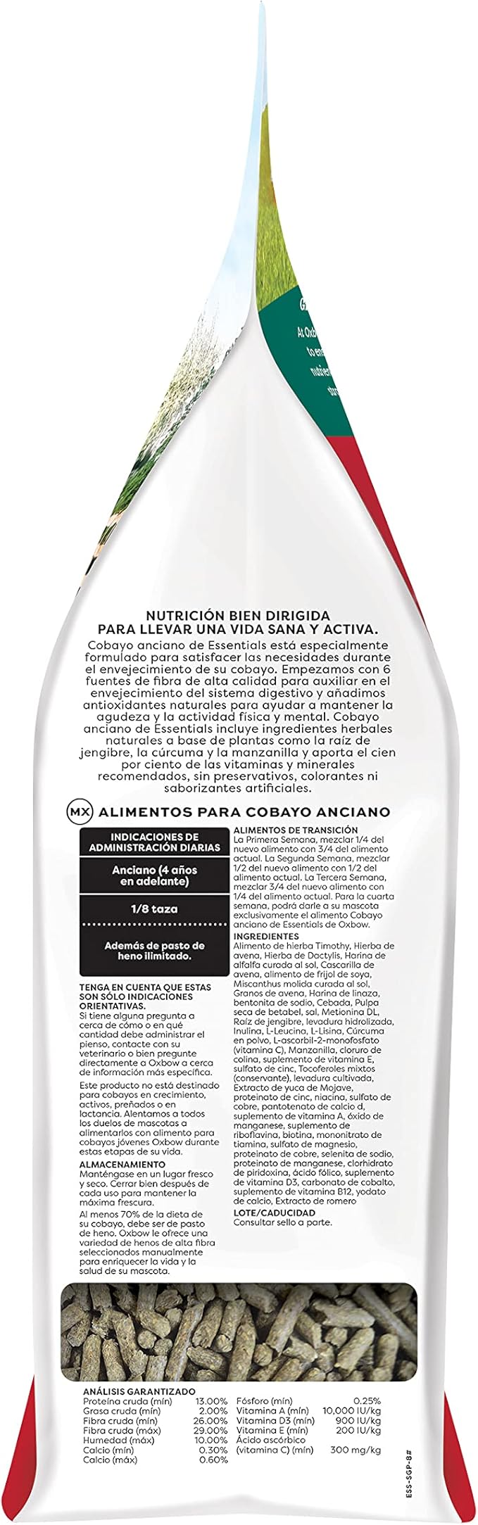 Oxbow Essentials Guinea Pig Food, Senior, Made Alfalfa for Guinea Pig, Pet Food Pellets with Vitamin C, Small Animal Pet Products, Made in USA, High Fiber, 8 lb. Bag