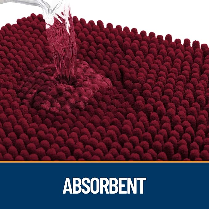 OLANLY Dog Door Mat for Muddy Paws 47x32, Absorbs Moisture and Dirt, Absorbent Non-Slip Washable Doormat, Quick Dry Chenille Mud Mat for Dogs, Entry Indoor Entryway Carpet for Inside Floor, Burgundy