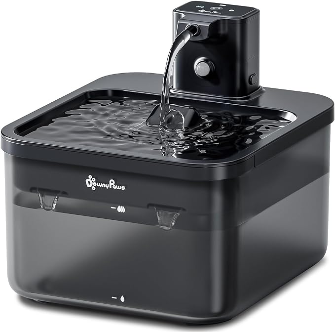 DownyPaws Cat Water Fountain Cordless, 84oz/2.5L Fursink Wireless Pet Water Fountains for Cats Indoor, Battery Operated Cat Drinking Fountain with Motion Sensor, Ultra Quiet Pump, BPA-Free, Black