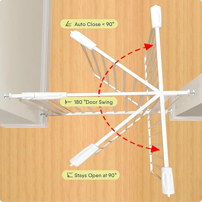 Extra Wide Baby Gate 85.8-104.5 Inch, Pressure Mounted No Drilling, for Stairs & Doorways, Metal White Indoor Safety Gate for Kids and Dogs