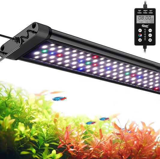 hygger Custom LED Aquarium Light,Daylight-Moonlight & 24/7 Mode, Adjustable Brightness 8 Colors Full Spectrum Fish Tank Light for 48-55 Inches Freshwater Planted Tank Auto On Off Ramp Up Down