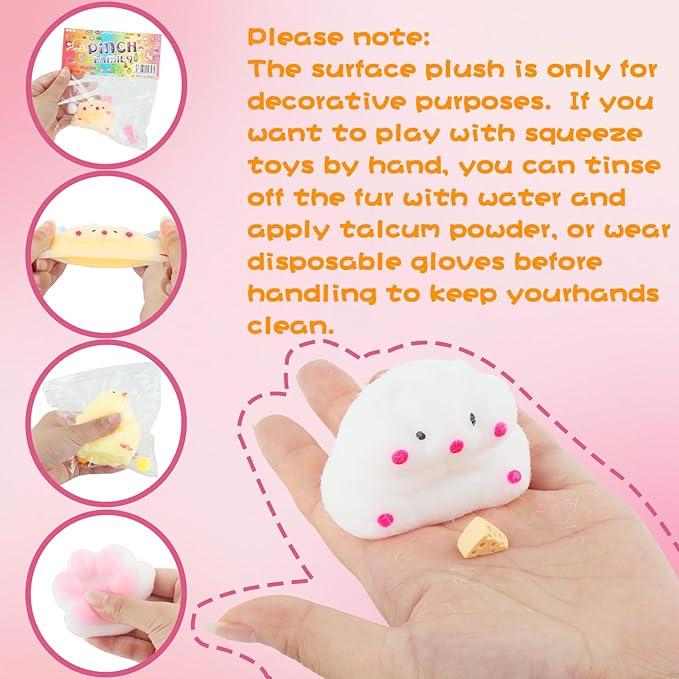 6 Pcs Taba Squishy , Kit Squeeze Toy ,Include Squishies( 2 Cat Paws & 2 Chick,2 Hamster), Soft Stress Relief Squeeze Toy,tress Relief Sensory Toy