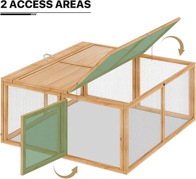 MoNiBloom Portable Chicken Run Rabbit Hutch Folding Chicken Cage Hen Coop for Indoor/Outdoor, Top and Side Opening Doors Small Animal Pet Playpen No Assembly Required Poultry Cage 45.5 x 42.5 x 20 in