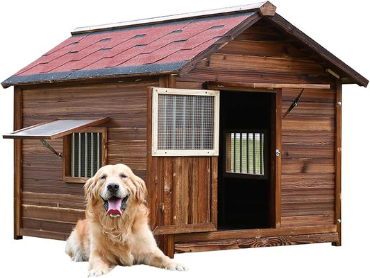 Dog House Outdoor for Large Breed Dogs with Removable Floor&Roof,Warm Big Dog Houses for Medium Dogs,Heavy Duty Indoor Pet House,5XL-68.11"(D) X 54.33"(W) X 58.27 "(H)