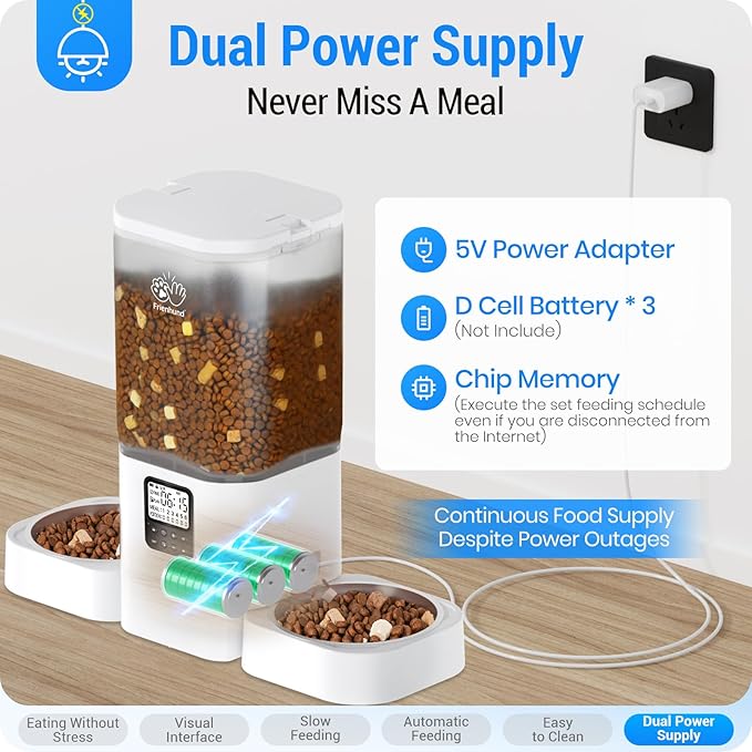 Automatic Cat Feeder with Slow Feed for 2 Cats: Timed Automatic Dog Feeder with Information Visualization Interface, Cat Food Dispenser for Multiple Pets, Detachable for Easy Cleaning-29 Cup