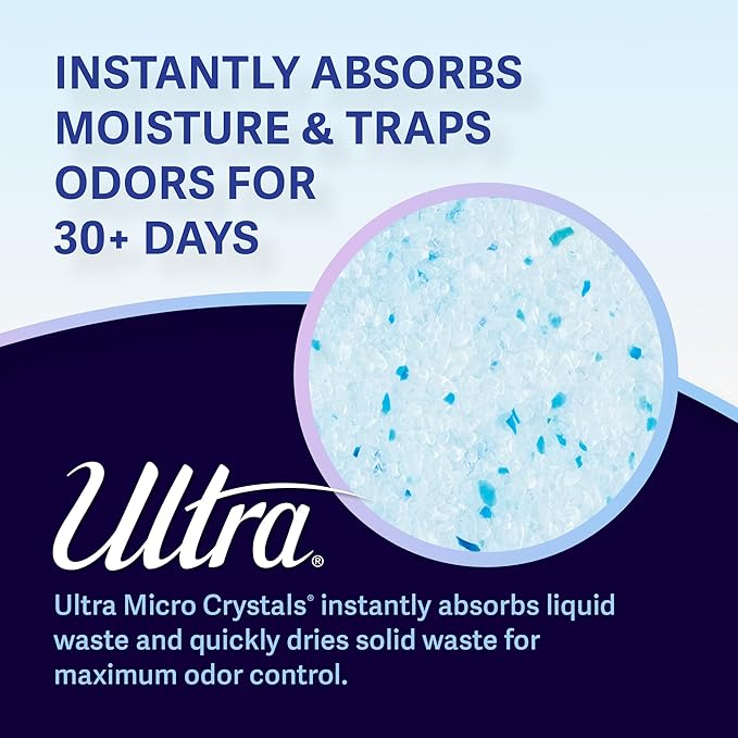 Ultra Micro Crystals Premium Cat Litter - 99.9% Dust Free, Soft on Paws, Fragrance Free - 15 Lbs. Total (3pk of 5 Lbs.)