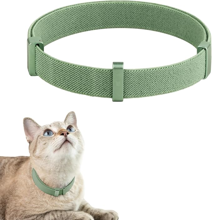 Safety Cat Collar Pro, Lightweight Elastic Release Non Breakaway Cat Collar Adjustable with Snap Fastener for Kitten All Small Large Cats, US IDA Gold Award (Olive, M 7.9-15.7")