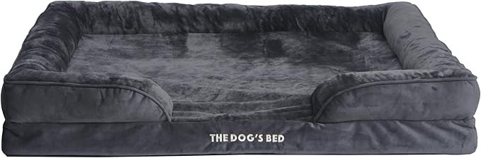 The Dog’s Bed, Orthopedic Standard Foam Waterproof Dog Bed with Standard Support, XXL Grey Plush, Waterproof, Supportive Dog Bed with Replaceable Covers, Veterinary Approved