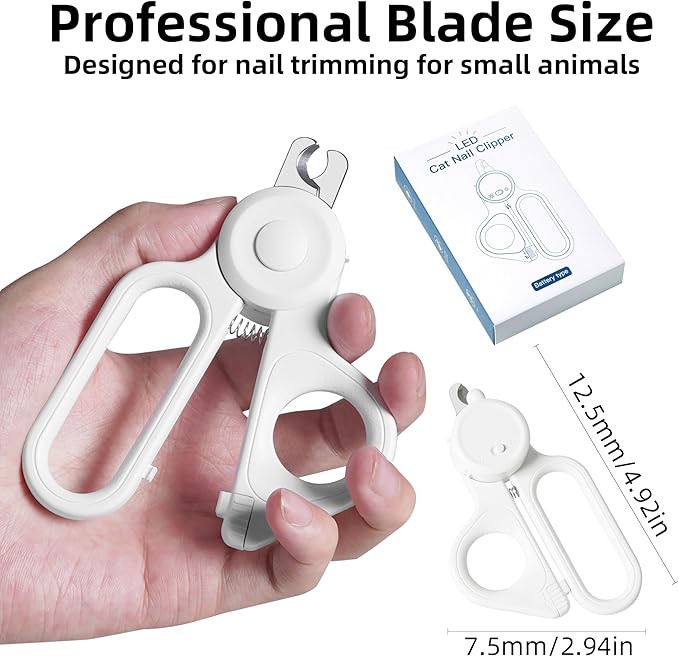 Professional Dog and Cat Nail Clippers with Lights to Illuminate Nails or Blood Lines for Safe Trimming，Sharp Stainless Steel Pet Nail Trimmers with Safety Guard to Avoid Overcutting for Small Animals