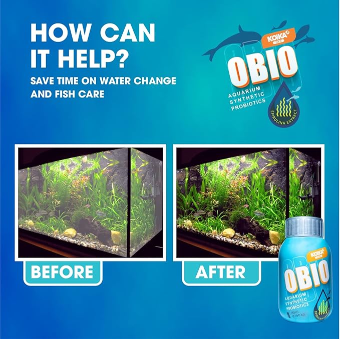 KOIKA OBIO Aquarium Water Treatment, Quick Effect (After 8-10 Hours), Improvement of Digestion and Immune Systems, Enhance Growth of Fish & Shrimp (Liquid, 300ml (10.14 fl oz))